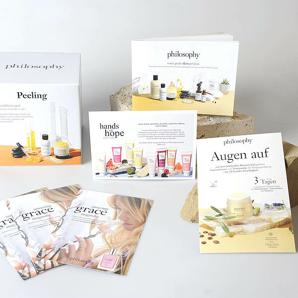 Übersicht der Printmedien zur Markteinführung der Beauty Brand